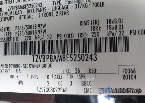 2014 Ford Mustang V6 Premium z USA, uszkodzony, nr VIN 1ZVBP8AM8E5250243